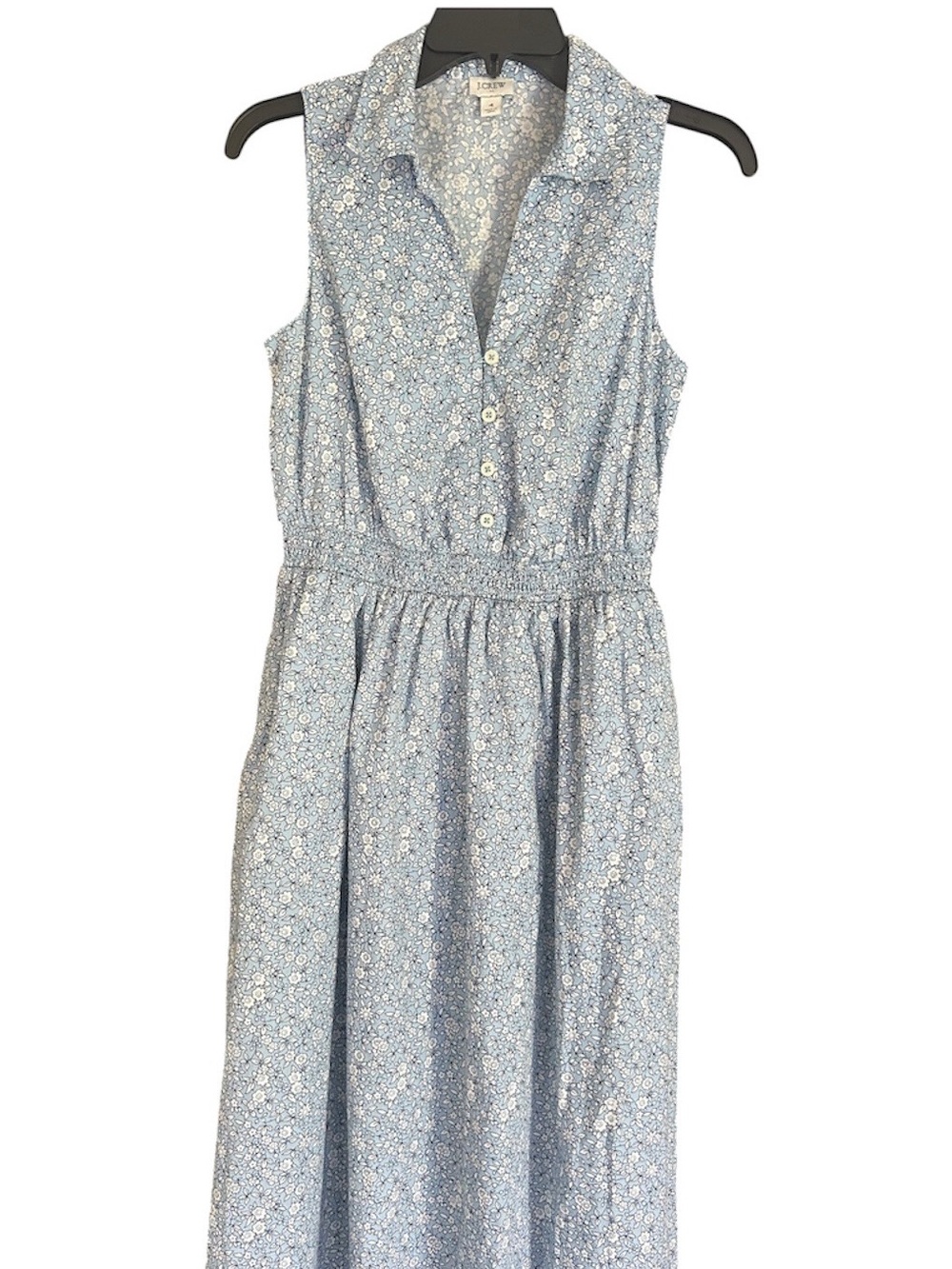 J. Crew Light Blue Floral Collared Midi Dress - Picture 2 of 6